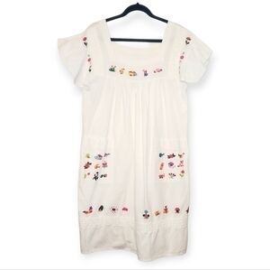 Handmade Embroidered Folkloric Ruffle Midi Dress